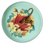 Tiger Flower Round Top Iron Tray